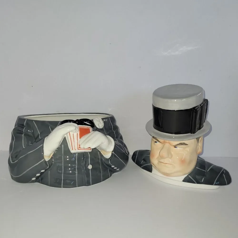 Vintage W.C. Fields Playing Cards collectible cookie jar by Clay Art
